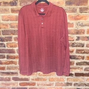 Van Heusen Maroon Red Knit Pullover Collared Rugby Polo Sweater Men's Size XL
